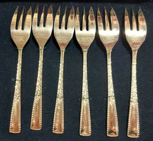 24ct Gold Plated Cake Forks Set of 6