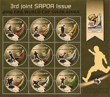 BOTSWANA 2010 3rd SAPOA Joint Issue FIFA Football World Cup Full Sheet Mint NH