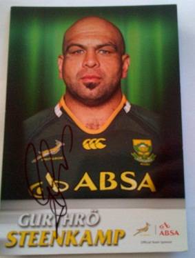 GURTHRO STEENKAMP - official AUTOGRAPHED Springbok promo card