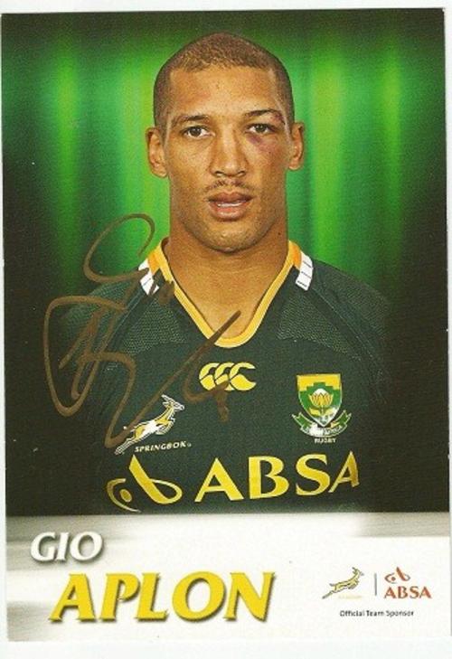 GIO APLON - official AUTOGRAPHED Springbok promo card