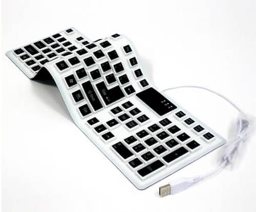 USB Flexible Fold-Up Silicone Keyboard, Spill your beverage & just rinse off