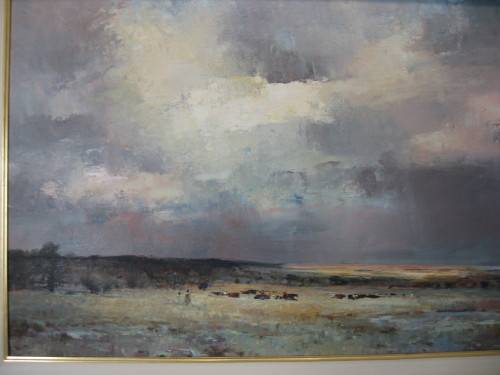 CHRIS TUGWELL  OIL PAINTING  "APPROACHING STORM AND CATTLE"
