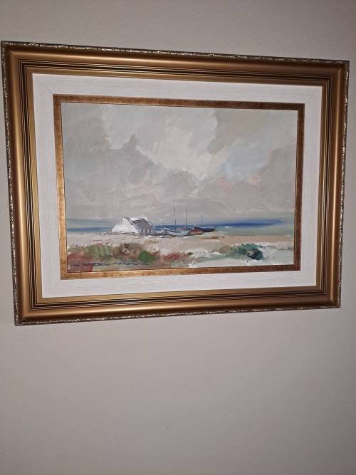 Wessel Marais  Oil Painting  `Boats on the Beach`