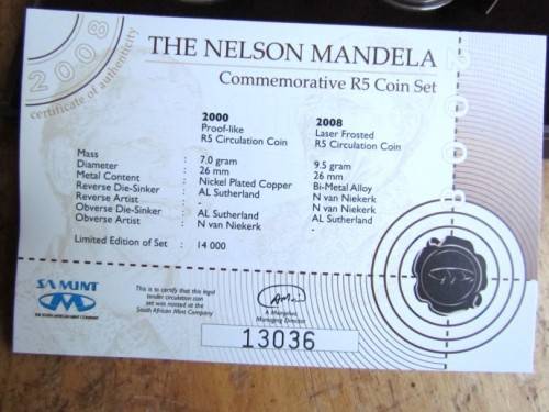 NELSON MANDELA Commemorative 2 X Coin Set SA Mint Issue ***R1 START***