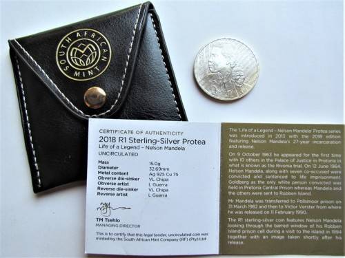 NELSON MANDELA ROBBEN ISLAND SILVER SA MINT **IN POUCH**