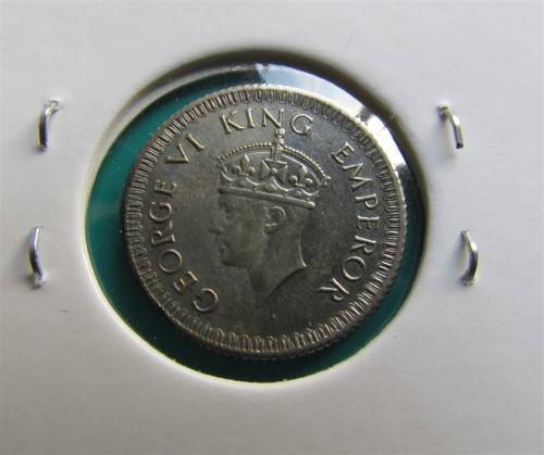 1943 BRITISH INDIA 1/4 RUPEE  `SCARCE` EF - 50% SILVER