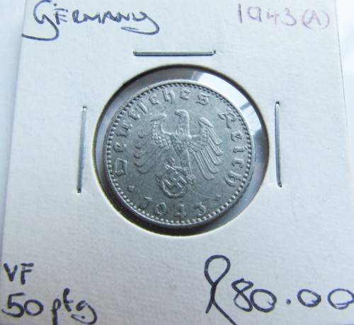 GERMANY 1943(A) 50 REICHS PFENNIG VF - WWII