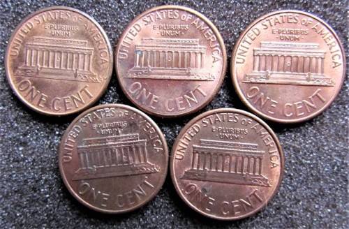 5 X USA UNC/AU 1C COINS - 1 BID FOR ALL THE COINS ***R1 START***