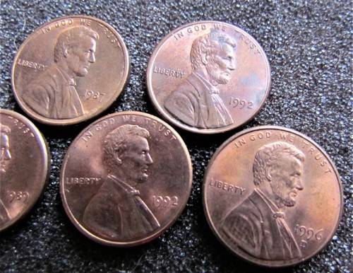 5 X USA UNC/AU 1C COINS - 1 BID FOR ALL THE COINS ***R1 START***