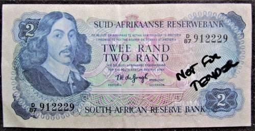 T.W DE JONGH 2 RAND NOTE - 2nd ISSUE - EXCELLENT CONDITION