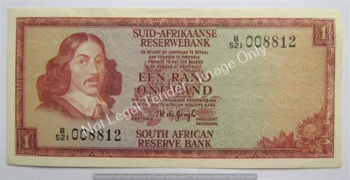3rd 1975 ISSUE TW DE JONGH UNC R1 NOTE