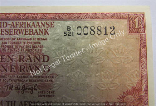 3rd 1975 ISSUE TW DE JONGH UNC R1 NOTE