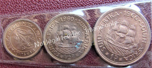 1960 PENNY + HALF PENNY + FARTHING SET IN UNC CONDITION = 1 BID