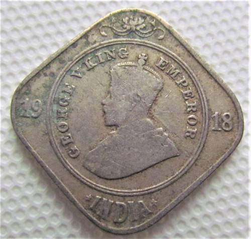 INDIA 1918 2 ANNAS  -BRITISH INDIA