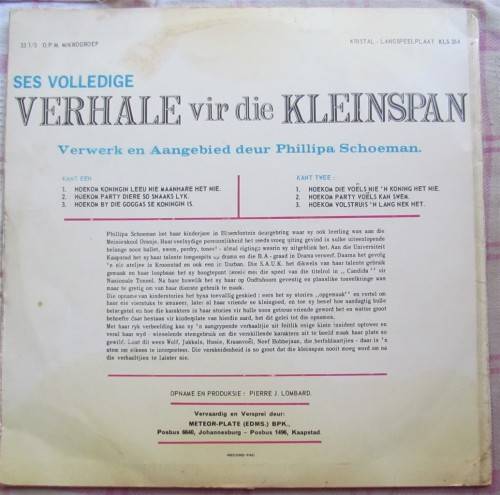 VERHALE VIR DIE KLEINSPAN - VINTAGE LP