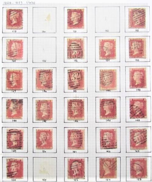 26 X PENNY REDS 1858-79 PLATE NO'S 129 -158 4 missing **R1 START**