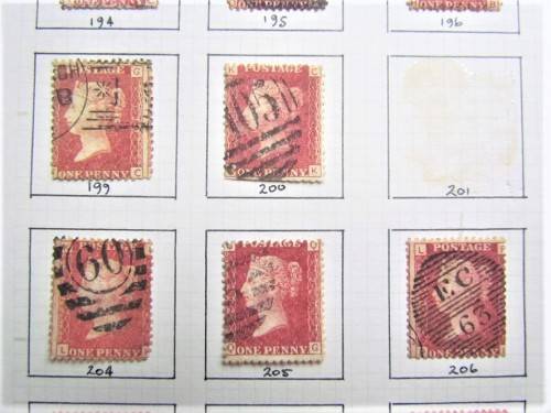 28 X PENNY REDS USED 1858-79 PLATE NO'S 159-187 2 missing **R1 START**