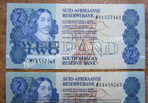 2 X G DE KOCK WX REPLACEMENT NOTES R2.00 UNC/AU/EF+BID PER NOTE+