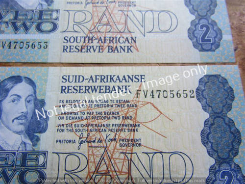 2 x DE KOCK CONSECUTIVE R2 NOTES (FV) UNC **BID PER NOTE**