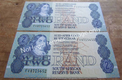 2 x DE KOCK CONSECUTIVE R2 NOTES (FV) UNC **BID PER NOTE**