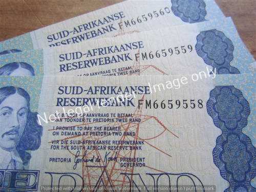 3 x DE KOCK CONSECUTIVE R2 NOTES (FM) UNC **BID PER NOTE**