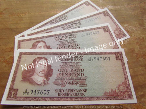 4 x DE JONGH R1 NOTES (CLOSE NUMBERS) UNC **BID PER NOTE**