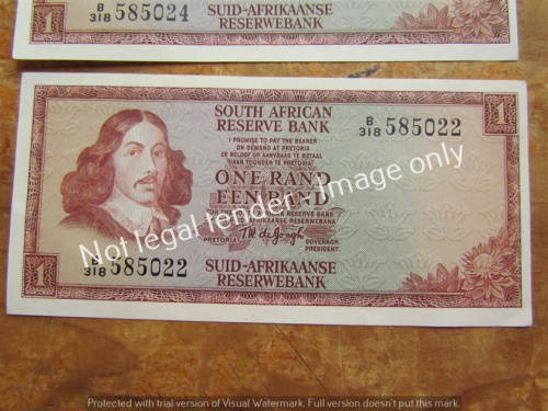 4 x DE JONGH R1 NOTES (3 X CONS. + 1) UNC **BID PER NOTE**