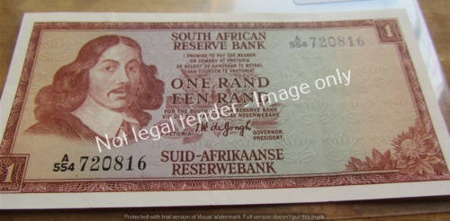 DE JONGH R1 NOTE 1st ISSUE (A554) UNC **BID PER NOTE**