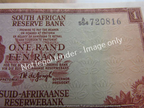 DE JONGH R1 NOTE 1st ISSUE (A554) UNC **BID PER NOTE**