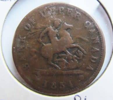 @@CRAZY R1 START@@ 1854 CANADIAN BANK TOKEN 1 PENNY - 1854