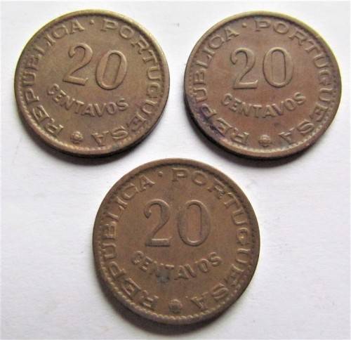 1961 Mozambique 20 Centavos - 1 Bid for all 3