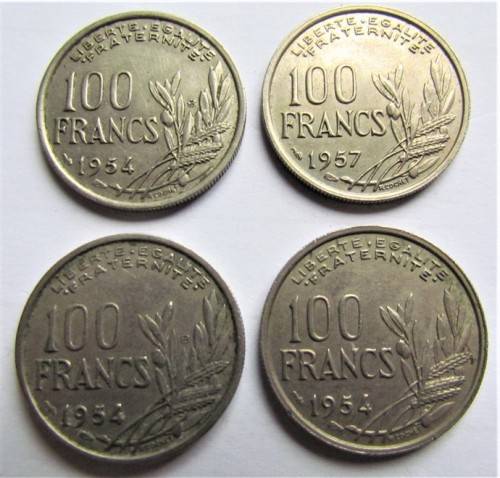 4 x France 1954 & 57 100 Francs -all for 1 bid