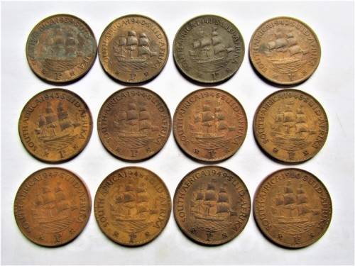 1939 to 1950 Union Penny Lot in Album page - 1 bid for all
