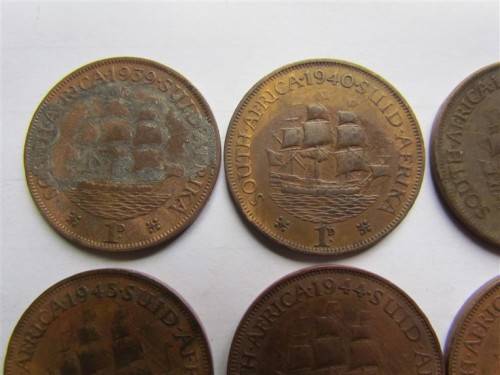 1939 to 1950 Union Penny Lot in Album page - 1 bid for all