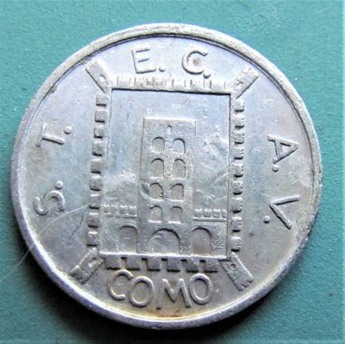 1944 Italian 20c Transport Token - 21mm Diam.