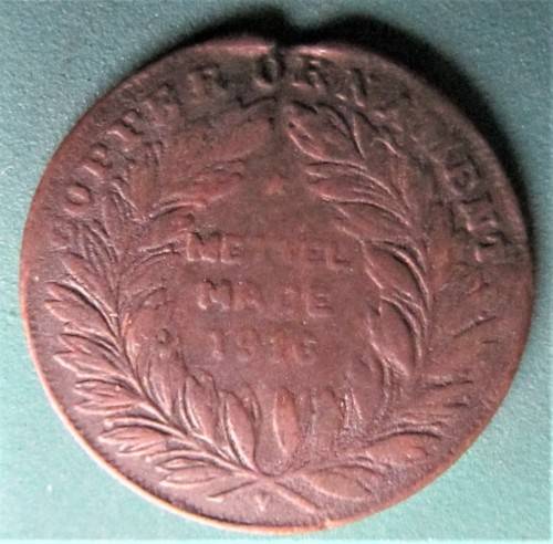 1916 Indian Copper Pendant - Gaja Luksmhi