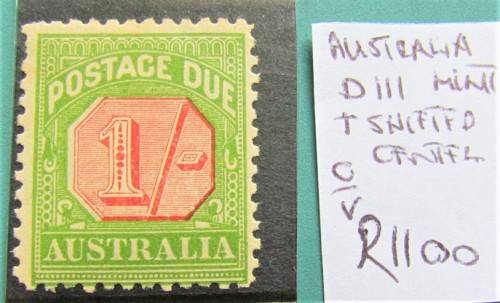 Australia Postage Due Shifted Centre Error Value  R1100.00