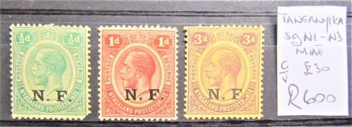 Tanganyika SG N1-3 Mint Value  R 600.00
