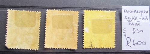Tanganyika SG N1-3 Mint Value  R 600.00