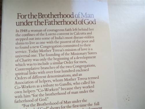 1st Edition For the Brotherhood of Man - Mother Teresa of Calcutta - K.Spink