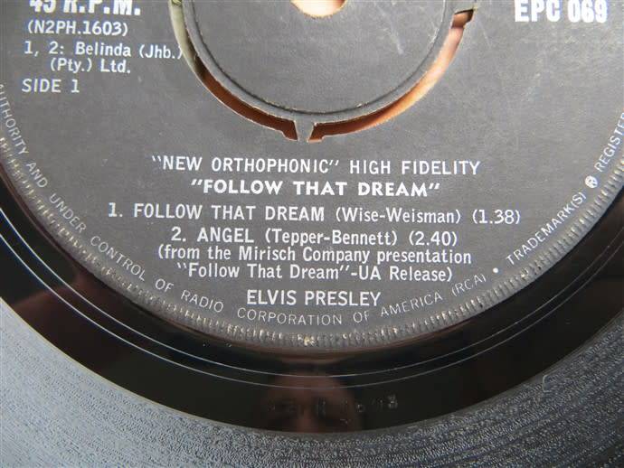 ELVIS PRESLEY - Follow That Dream EP - Original 1962 4-Track 7` Vinyl Single