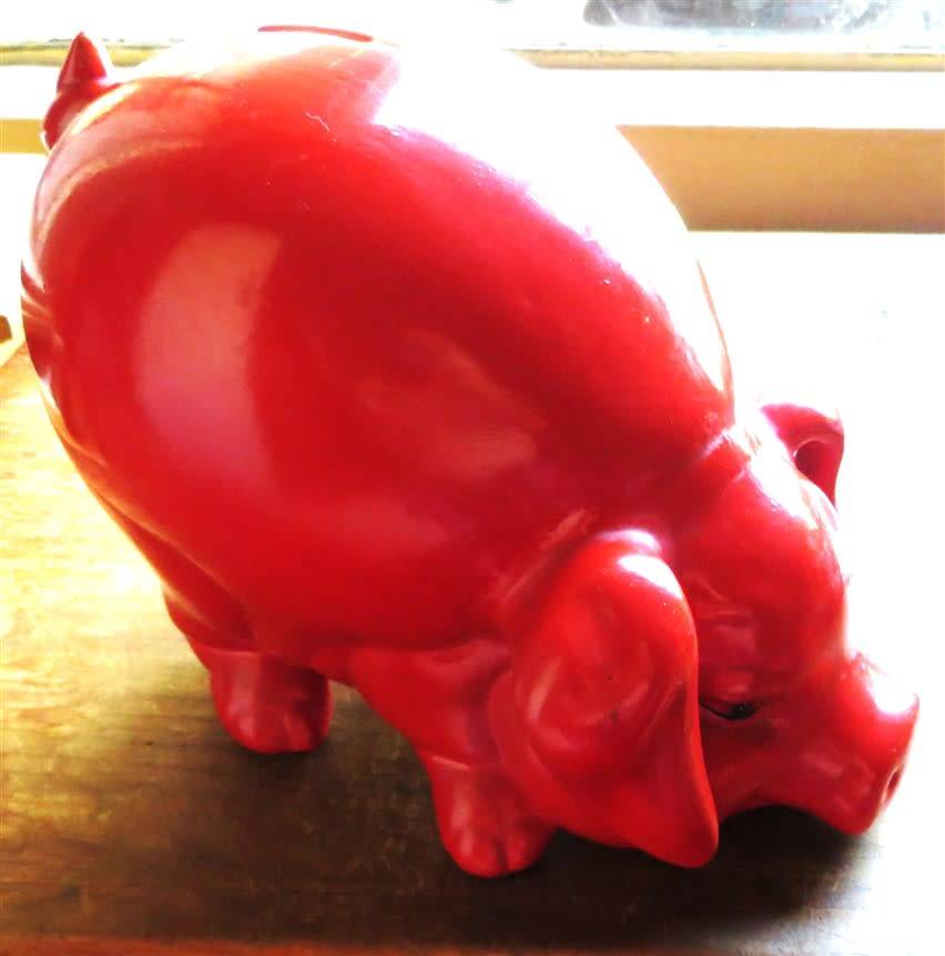 Large Vintage  Hand painted Piggy Bank