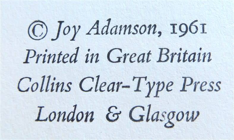 1961 Living Free - Joy Adamson - The Story of Elsa & Her Cubs