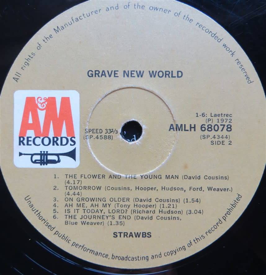 Vintage Vinyl LP - The Strawbs - Grave New World - Cover VG- / Vinyl VG
