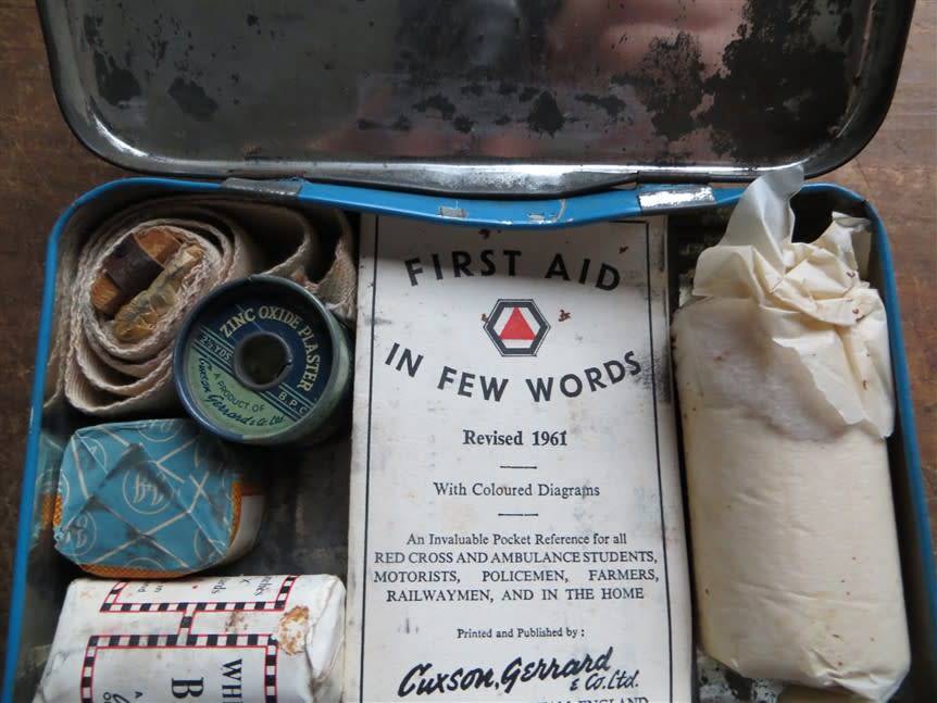 Vintage Johnson & Johnson First Aid Autokit + Contents as shown