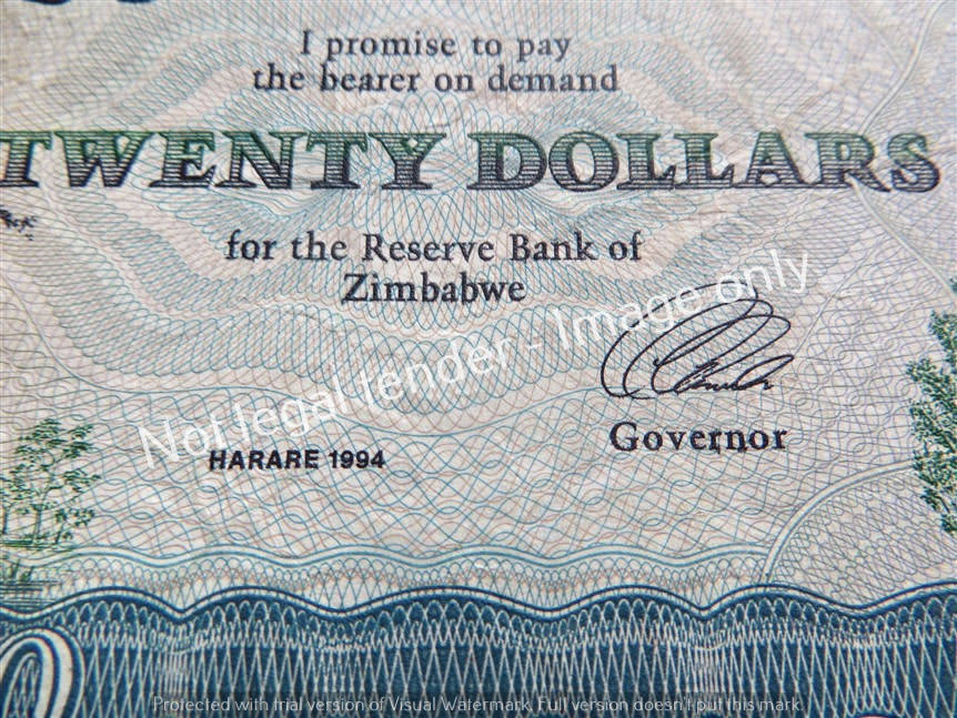 1994 Harare Zimbabwe $20 bank Note