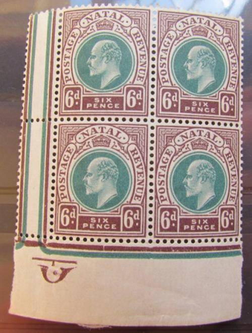 NATAL UNMOUNTED MINT 6d BLOCK OF 4