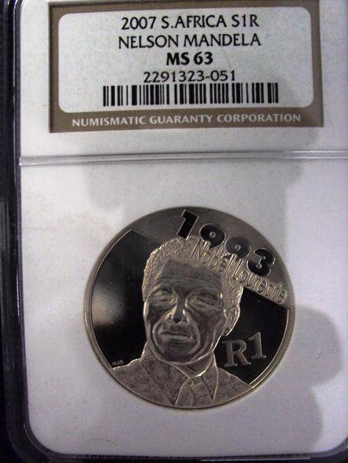 *** SCARCE *** 2007 NELSON MANDELA  SILVER R1 NGC MS 63 @@@ R1 START ***