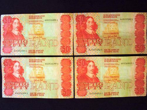 ***SCARCE  ***G DE KOCK R50 NOTES ### 4 x "A" SERIES NOTES ###  R1 START FOR 33 HOURS ONLY***