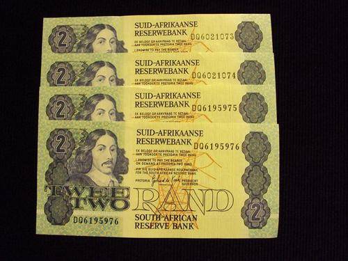***SCARCE ***UNC CONDITION***  G. DE KOCK @@@ R2 NOTES ### 4 SEQUENTIAL NUMBERS ###  R1 START***